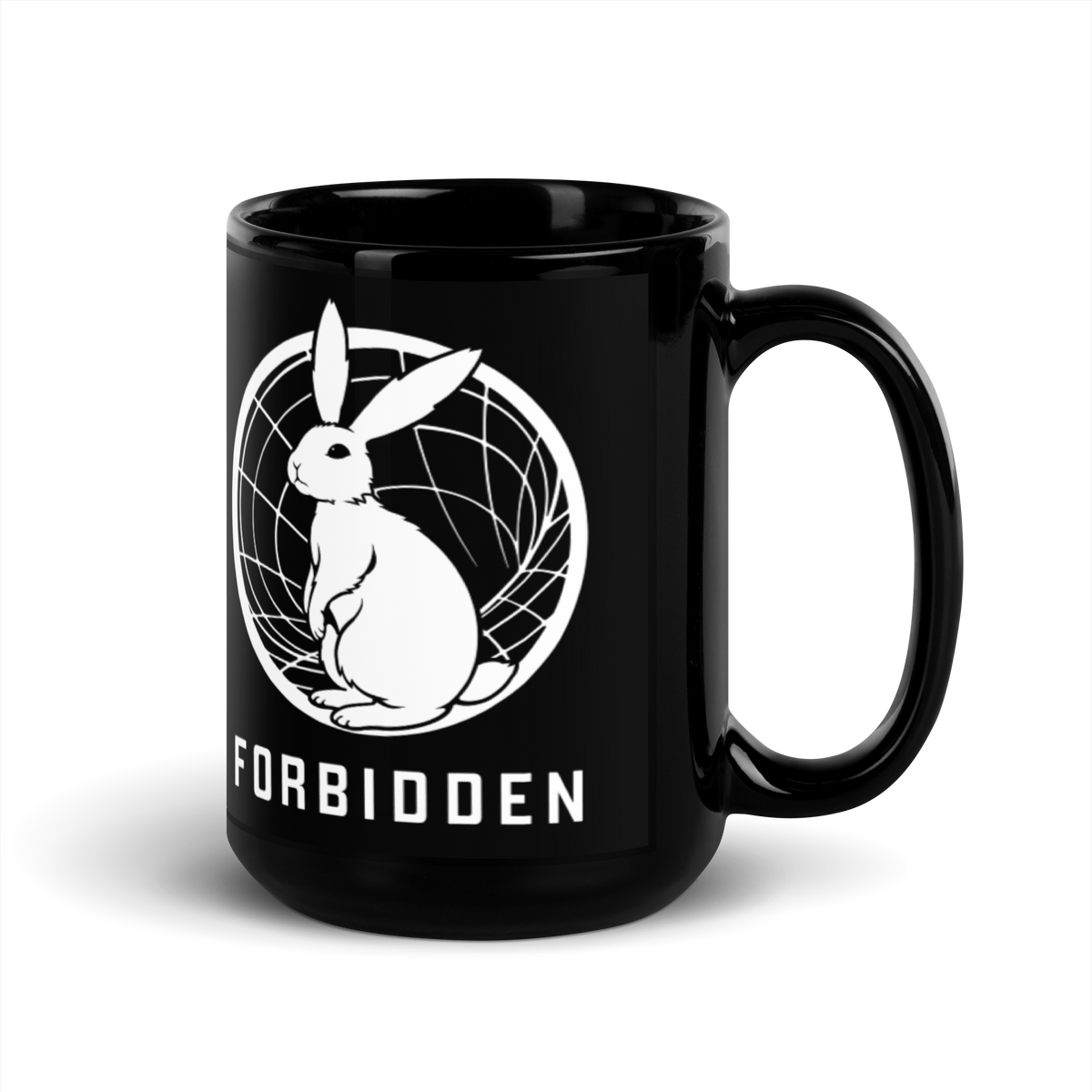 Forbidden White Rabbit - Black Glossy Mug – Forbidden Clothes store